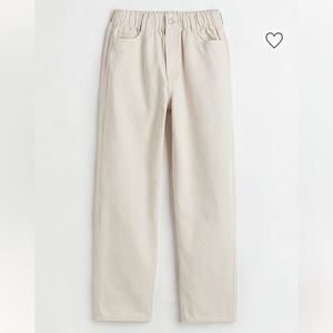 High Waist Twill Light Beige Pants- H&M